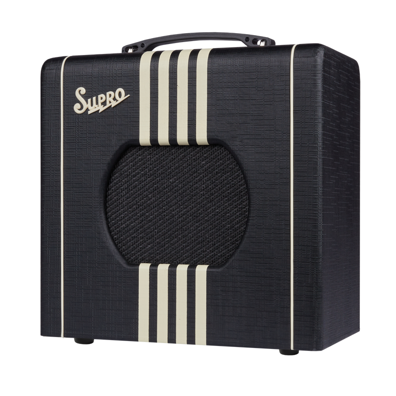 Supro 1818BC_US Delta King 8 Black with Creme Stripes Guitar Amplifier