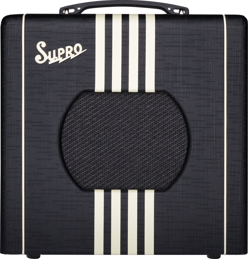 Supro 1818BC_US Delta King 8 Black with Creme Stripes Guitar Amplifier