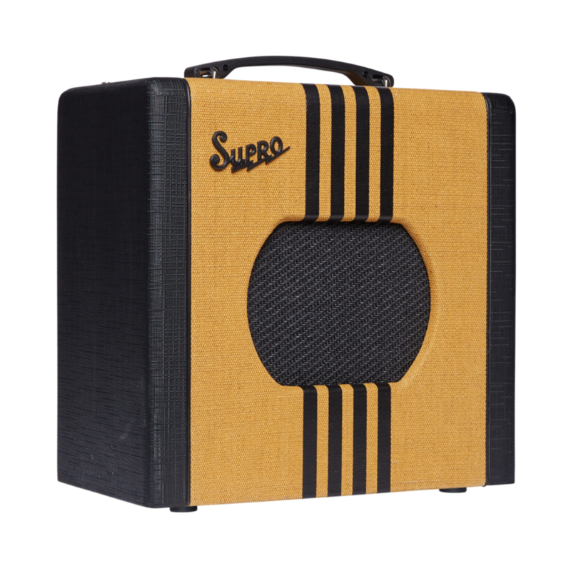 Supro 1818TB_US Delta King 8 Tweed with Black Stripes Guitar Amplifier