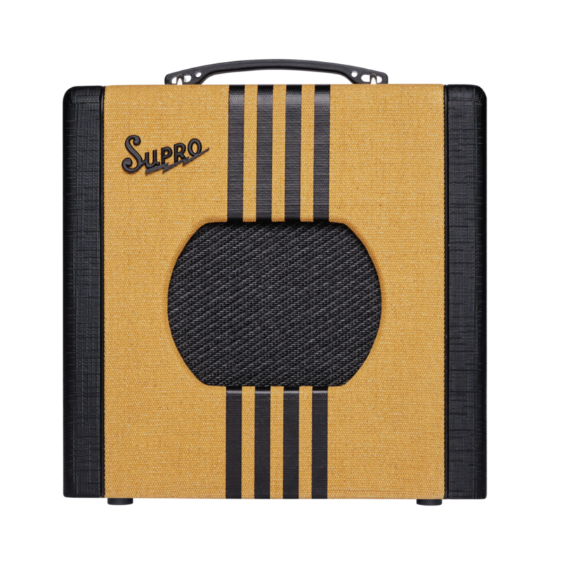 Supro 1818TB_US Delta King 8 Tweed with Black Stripes Guitar Amplifier
