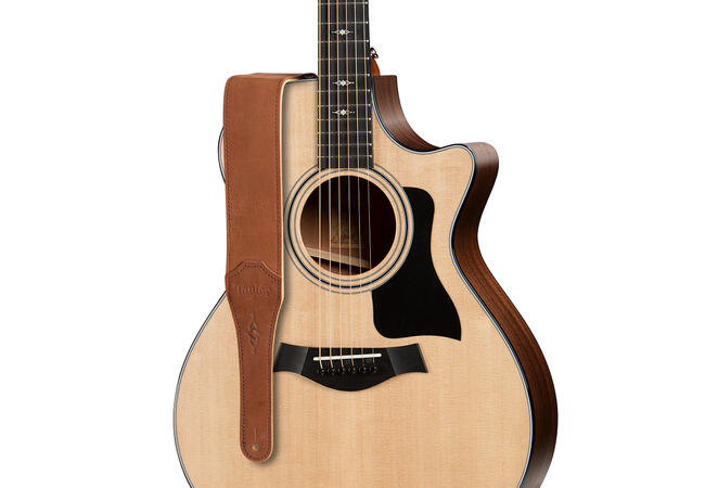 Taylor 4103-25 Gemstone 2.5" Sanded Leather Guitar Strap Medium Brown