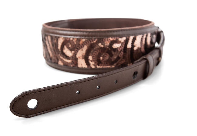 Taylor 4204-22 2.25" Vegan Leather Guitar Strap - Chocolate Brown Sequin