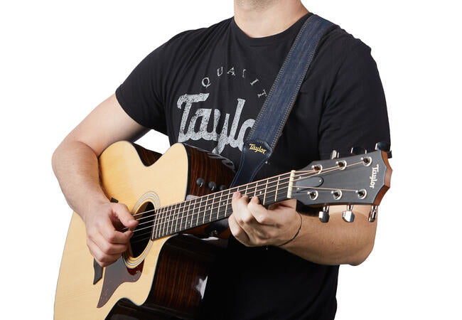 Taylor 4301-20 Blue Denim 2" Guitar Strap - Gold Logo
