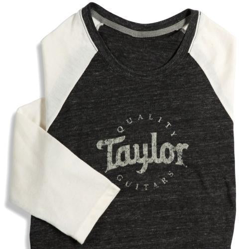 Taylor Guitars Ladies Black/Natural Logo Baseball T-Shirt
