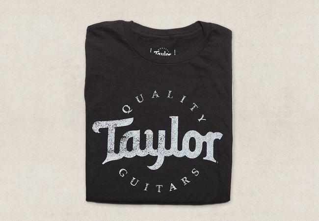 Taylor Guitars 980 Black and White Distressed Logo Men's T-Shirt