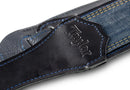 Taylor Guitars D-250-10 Embossed Logo Blue Denim 2.5" Guitar Strap w/ Navy Leather Edges