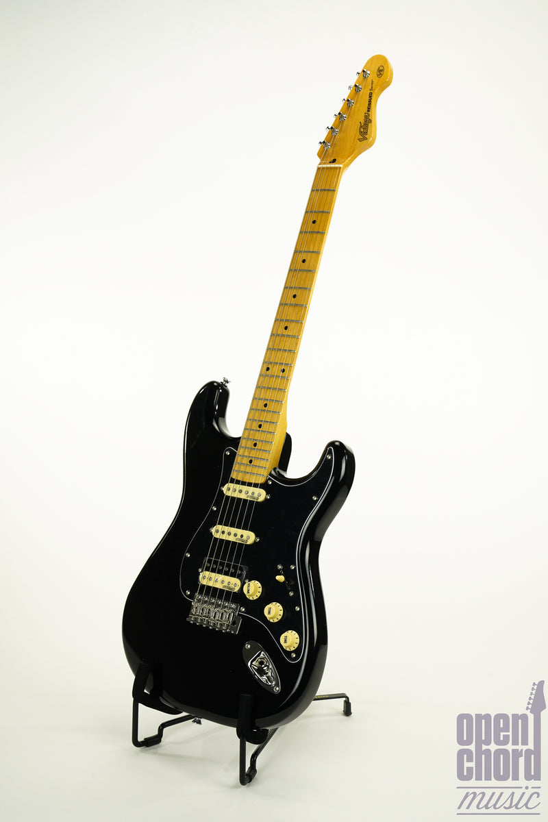 Vintage V6HMBB Reissue Series Gloss Black Electric Guitar