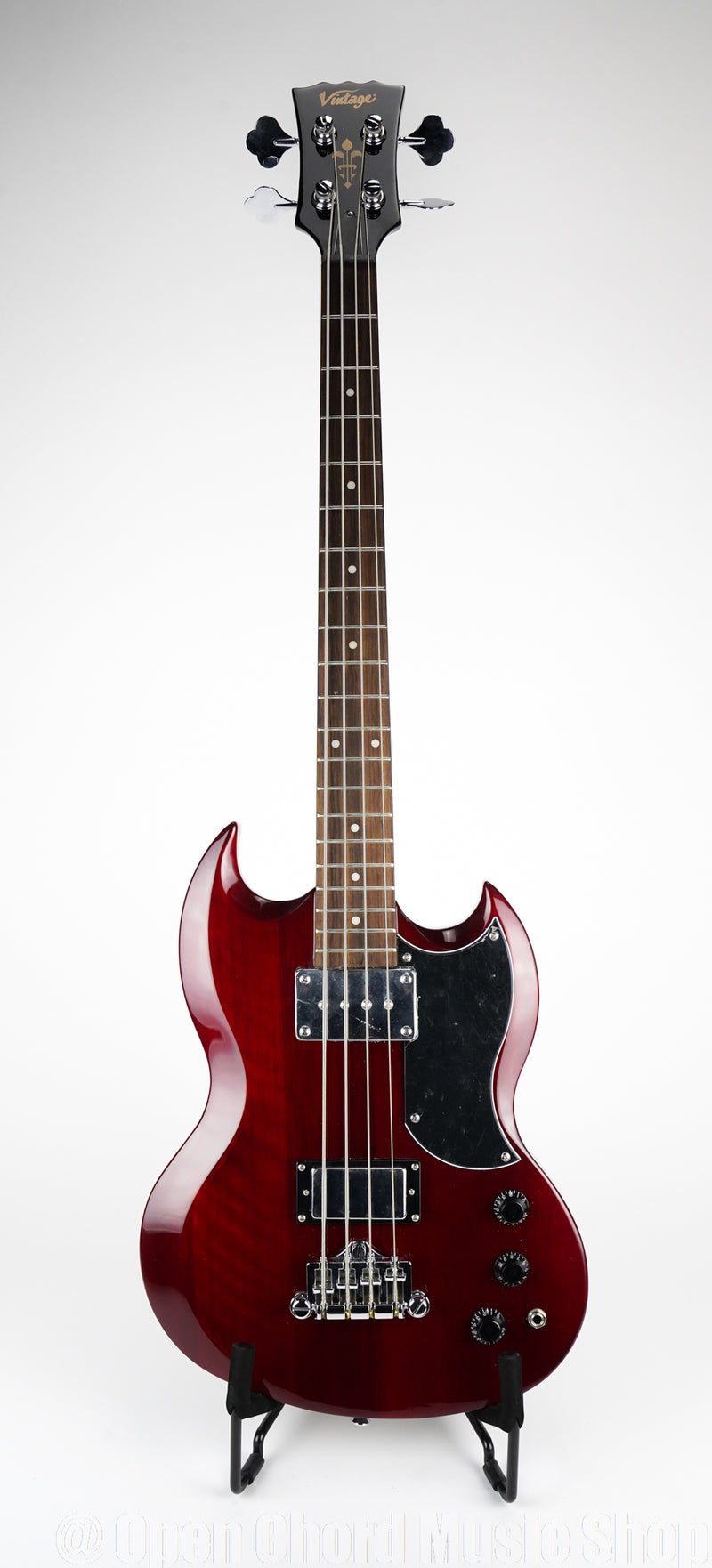 Vintage VS4 ReIssued Bass Guitar ~ Cherry Red (121052412)