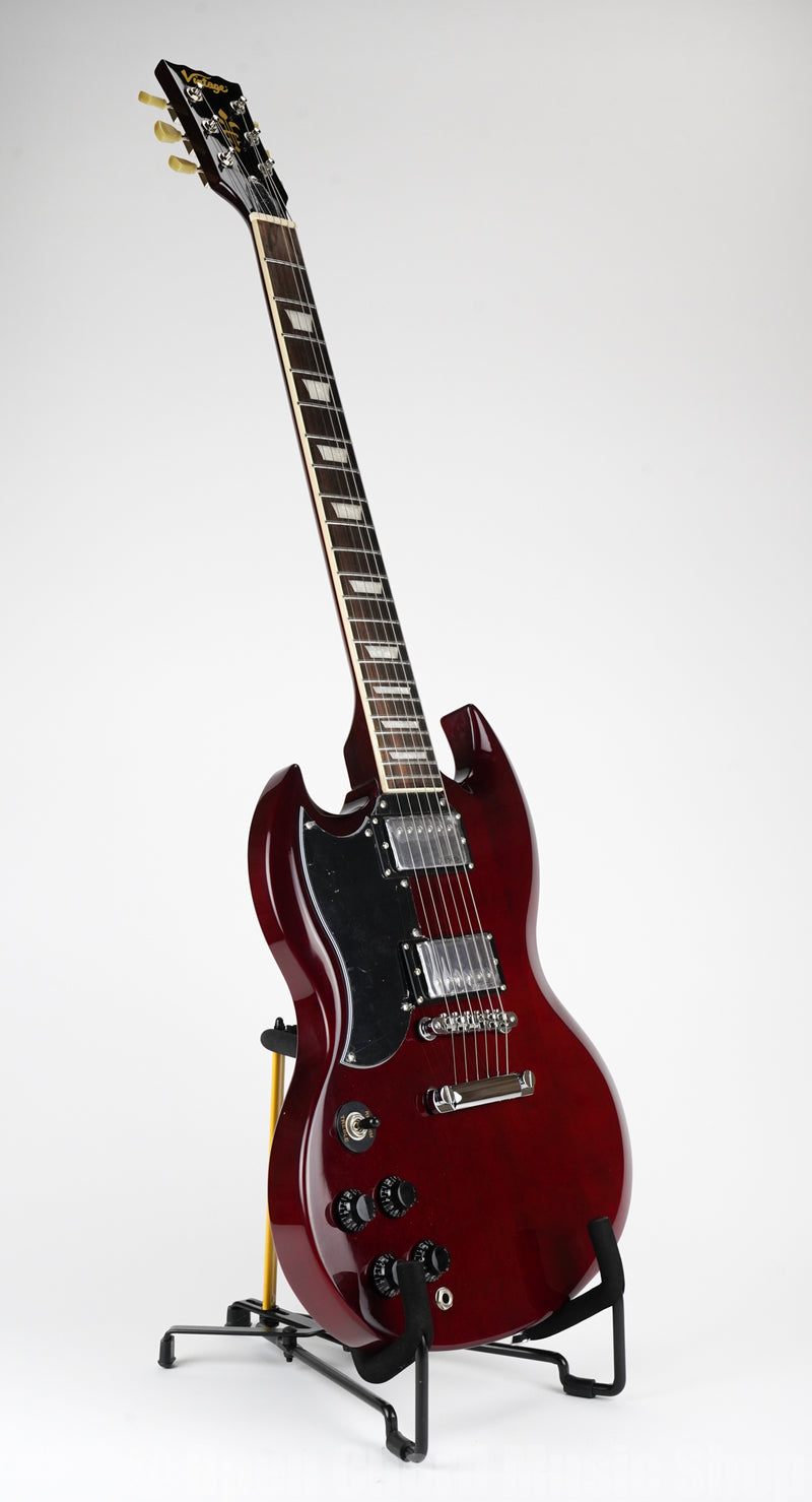 Vintage VS6 ReIssued Electric Guitar ~ Left Hand Cherry Red (M2021030923)